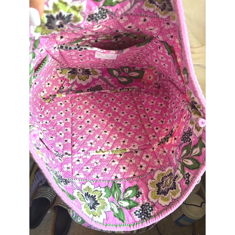 Vera Bradley Margarita Quilted Cotton Tote Bag Pink Floral Shoulder Bag - Picture 12 of 12
